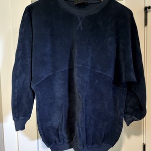 Hatch Collection Navy Velour Maternity Sweatshirt